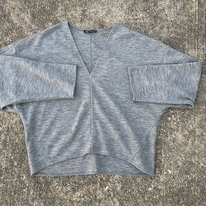 Zara Gray V-Neck Sweater